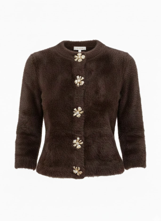 ז’קט פרווה חום כהה לנשים