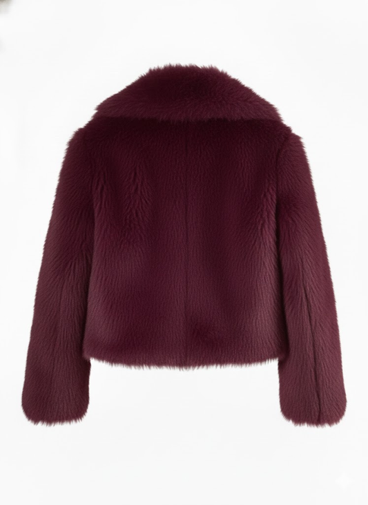 ז'קט פרווה לנשים בורדו קלאסי